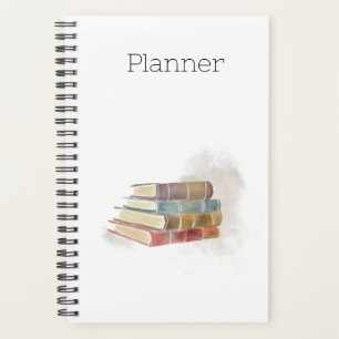 Watercolor-Gestapelte Bücher Planer