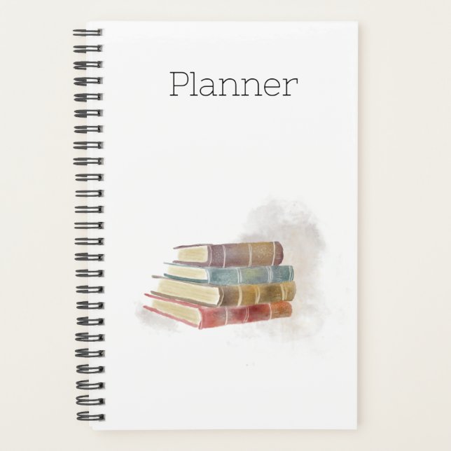 Watercolor-Gestapelte Bücher Planer (Vorderseite)