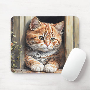 Watercolor Ginger Cat Mousepad