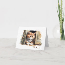 Watercolor Ginger Cat Vielen Dank Karte