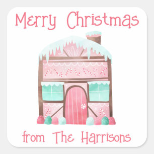 Watercolor Gingerbrot Weihnachtsgeschenke Angaben  Quadratischer Aufkleber