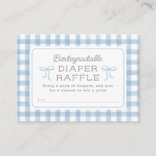 Watercolor Gingham Baby Blue Diaper Raffle Begleitkarte
