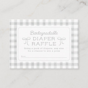 Watercolor Gingham Gray Diaper Raffle Begleitkarte