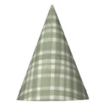 Watercolor Gingham Green Plaid Birthday Party Hat 