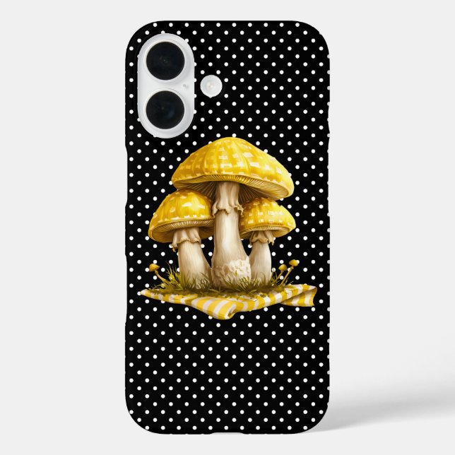 Watercolor Gingham Mushroom Garden Case-Mate iPhone Hülle (Rückseite)
