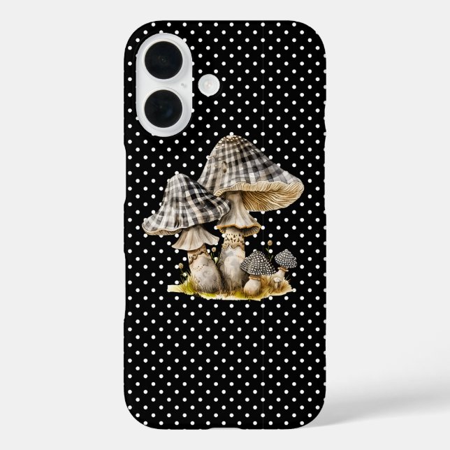 Watercolor Gingham Mushroom Garden Case-Mate iPhone Hülle (Rückseite)