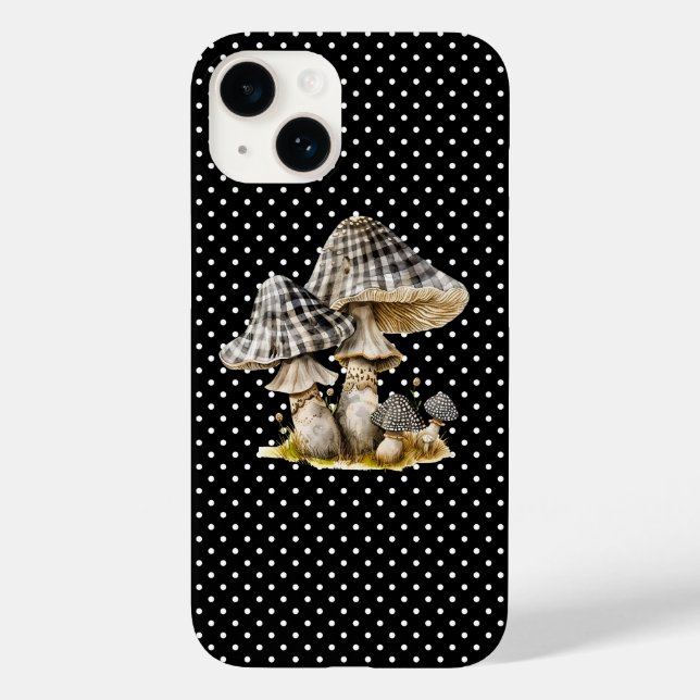 Watercolor Gingham Mushroom Garden Case-Mate iPhone Hülle (Rückseite)
