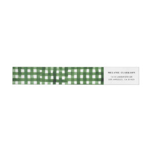 Watercolor Gingham Pattern Feiertagsadresse