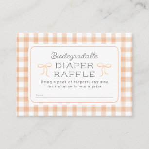 Watercolor Gingham Peach Diaper Raffle Begleitkarte