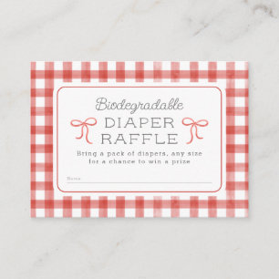 Watercolor Gingham Red Diaper Raffle Begleitkarte