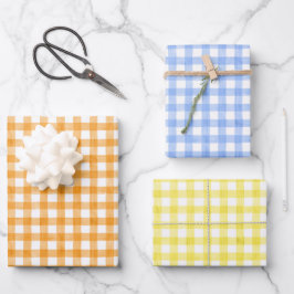 Watercolor Gingham Wrapping Paper Geschenkpapier Set