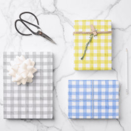 Watercolor Gingham Wrapping Paper Geschenkpapier Set