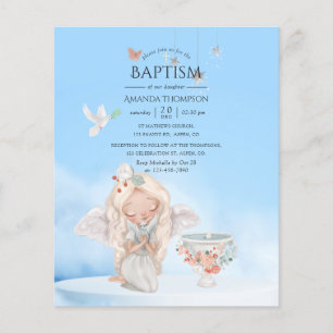 Watercolor Girl Angel Taufe Flyer