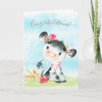 Watercolor Girl Cow