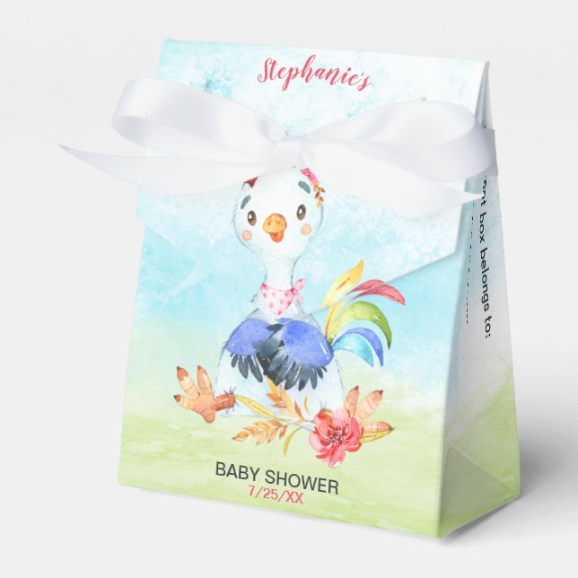 Watercolor Girl Rooster Baby Showfarm Geschenkschachtel (Vorderseite)