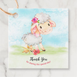 Watercolor Girl Sheep Farm Vielen Dank Geschenkanhänger