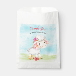 Watercolor Girl Sheep Farm Vielen Dank Geschenktütchen