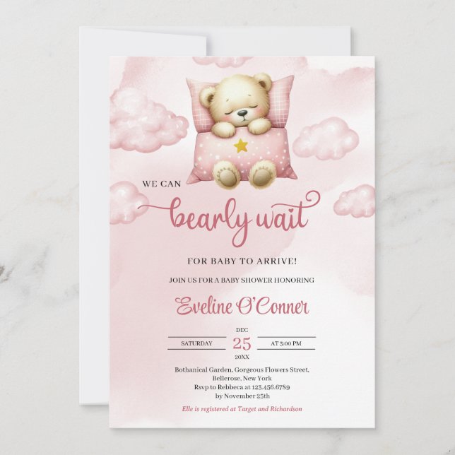 Watercolor Girl wir können schon frühzeitig auf Ba Einladung (Vorderseite)