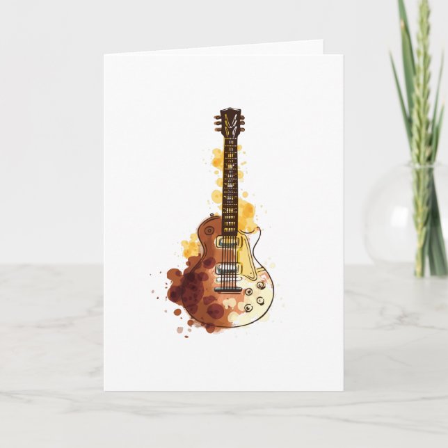 Watercolor Gitarre Illustration Geschenk Karte (Vorderseite)