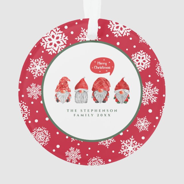 Watercolor Gnome Santas Spreading Weihnachtsmann Ornament (Rückseite)