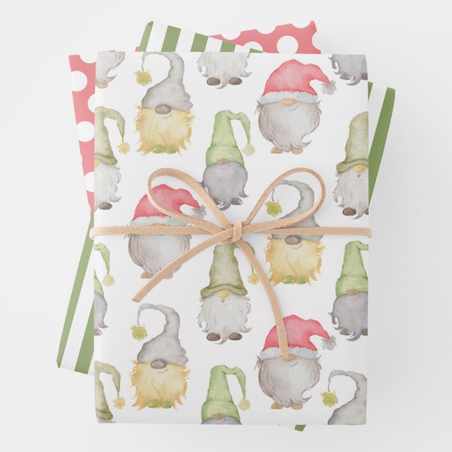Watercolor Gnome Weihnachten Geschenkpapier Set (Beispiel)