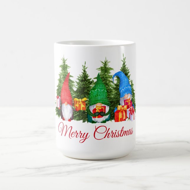 Watercolor Gnomes Red Frohe Weihnachten Kaffeetasse (Mittel)