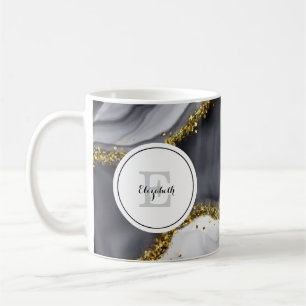 Watercolor Gold Black Personalize Coffee Tasse