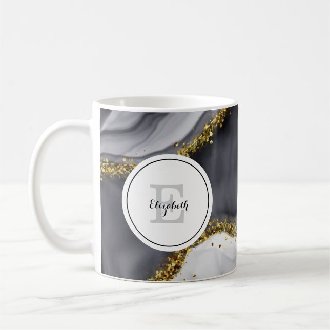 Watercolor Gold Black Personalize Coffee Tasse (Links)