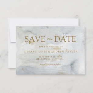 Watercolor Gold Blue Marmor Hochzeit speichern das Save The Date