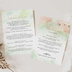 Watercolor Gold Confetti Hochzeit Begrüßungsbrief