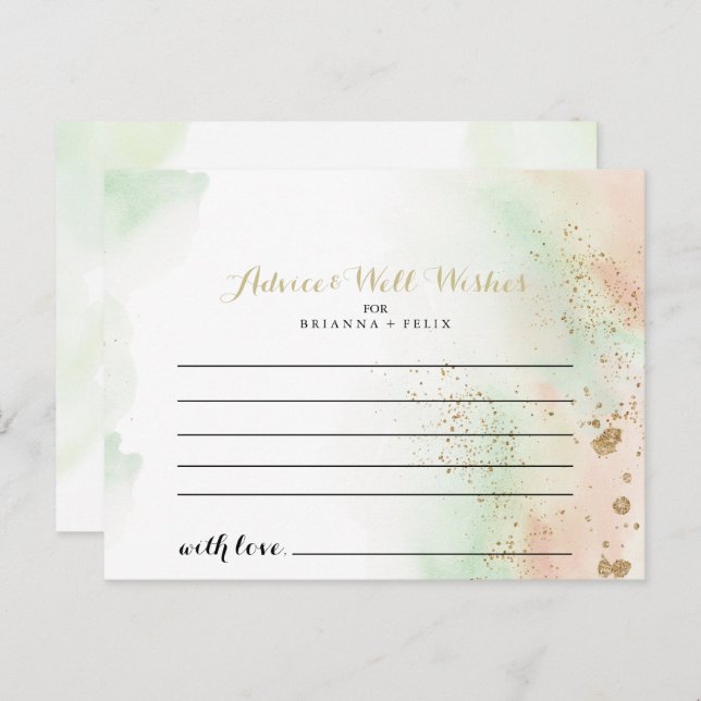 Watercolor Gold Confetti Hochzeitsratgeber Karte (Vorne/Hinten)
