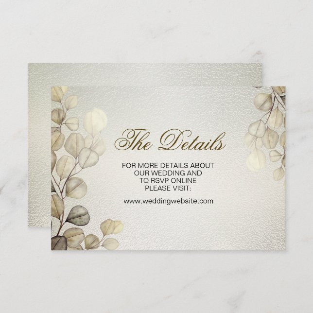 Watercolor Gold Eucalyptus Foliage Wedding Shiny Begleitkarte (Vorne/Hinten)