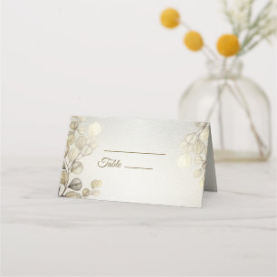 Watercolor Gold Eucalyptus Foliage Wedding Shiny Platzkarte