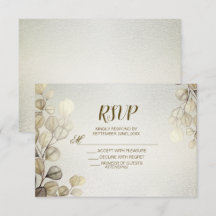 Watercolor Gold Eucalyptus Foliage Wedding Shiny