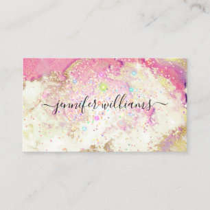 Watercolor Gold Funkelnd Holographic Glitzer Salon Visitenkarte