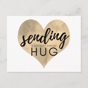 Watercolor Gold Heart Social Distance Hug Postkarte