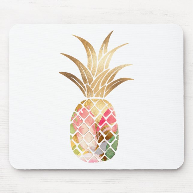 Watercolor Gold Pineapple Mousepad (Vorne)