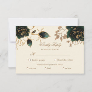 Watercolor Gold Rose UAWG Wahlkarte RSVP Karte