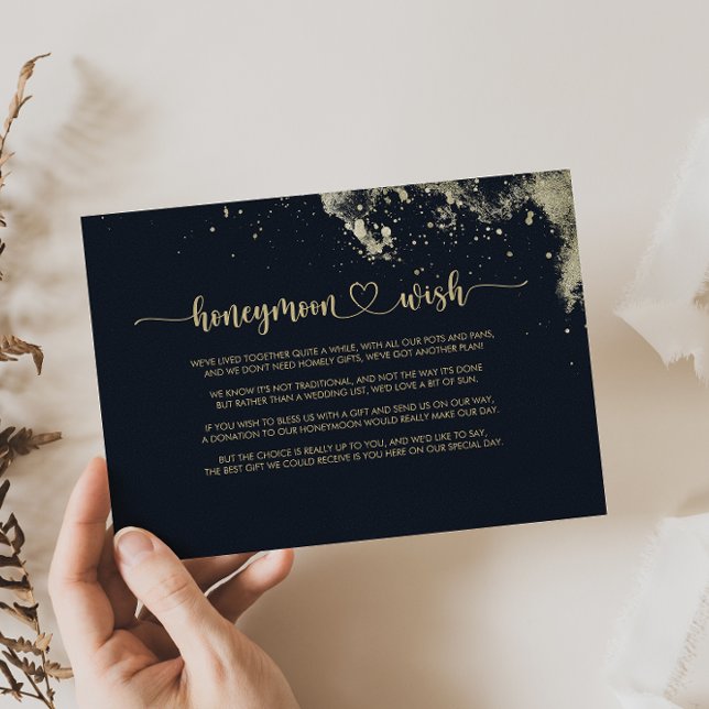 Watercolor Gold Splash Flitterwochen Wish Begleitkarte (Von Creator hochgeladen)