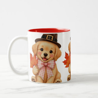 Watercolor Golden Retriever Welpe Fleece Zweifarbige Tasse