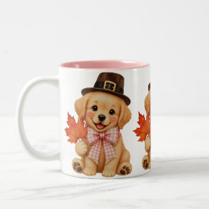 Watercolor Golden Retriever Welpe Fleece Zweifarbige Tasse