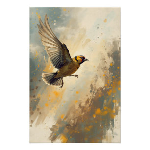 Watercolor Goldfinch - Elegantes Vogelschutzposter Poster