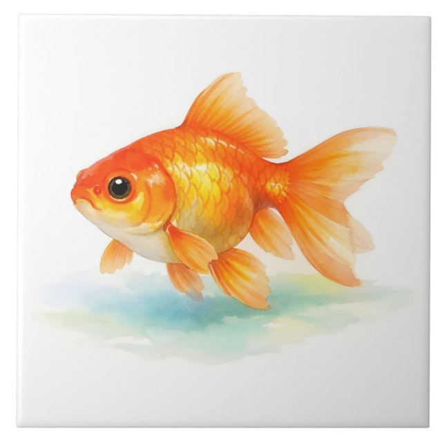 Watercolor Goldfish  Fliese (Vorderseite)