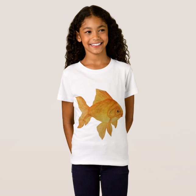 Watercolor Goldfish Girls' Fine Jersey T - Shirt (Vorne ganz)