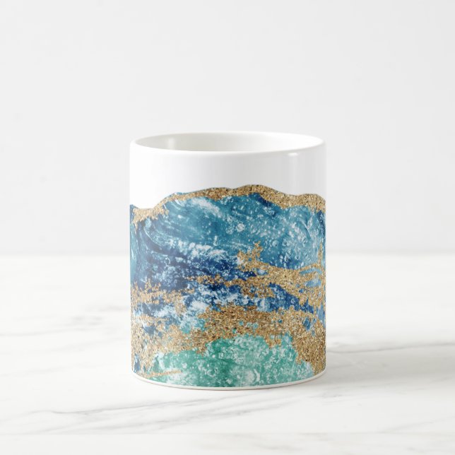 *~* Watercolor-GoldGlitzer-Felsen Geode Achat Kaffeetasse (Mittel)