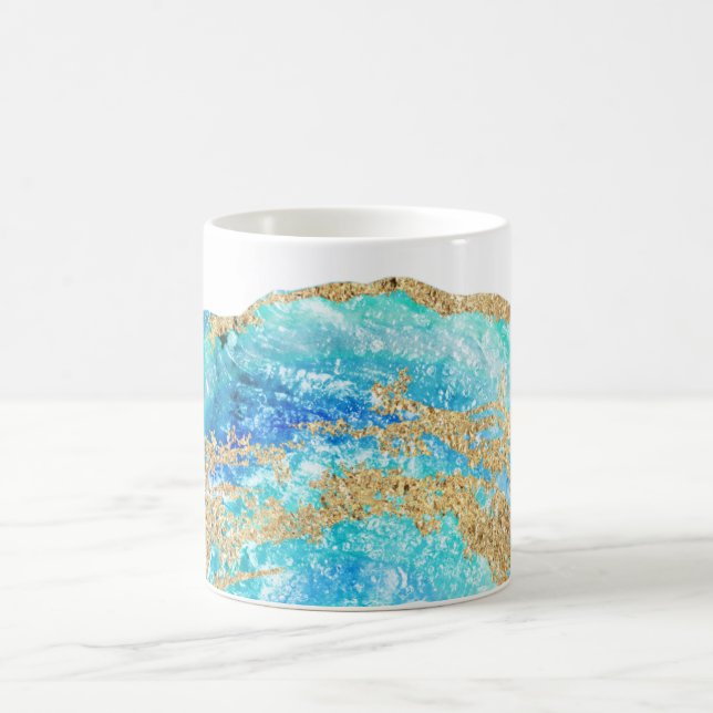 *~* Watercolor-GoldGlitzer Geode Felsen-Achat Kaffeetasse (Mittel)