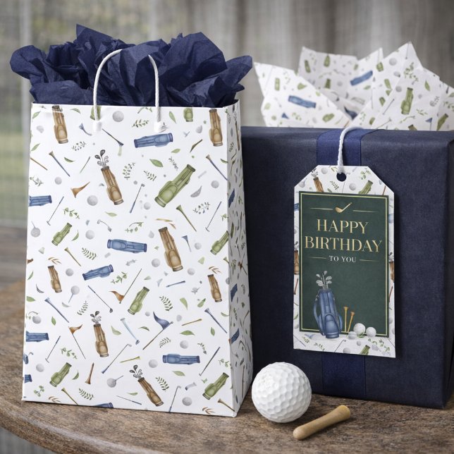 Watercolor Golf Pattern Mittlere Geschenktüte (Von Creator hochgeladen)