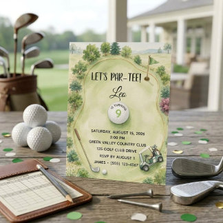 Watercolor-Golfplatz-Kindergeburtstag Einladung