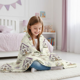 Watercolor Goose Lavender Farm House Fleecedecke