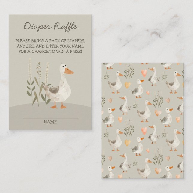 Watercolor Goose Niedlich Diaper Umschließungskart Begleitkarte (Vorne/Hinten)